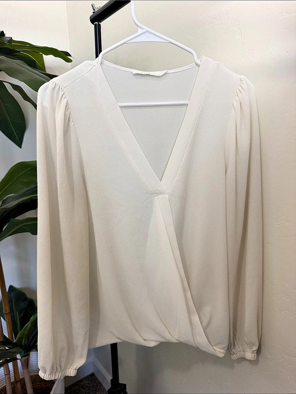 LUSH Wrap Front Blouse in White Small Like New